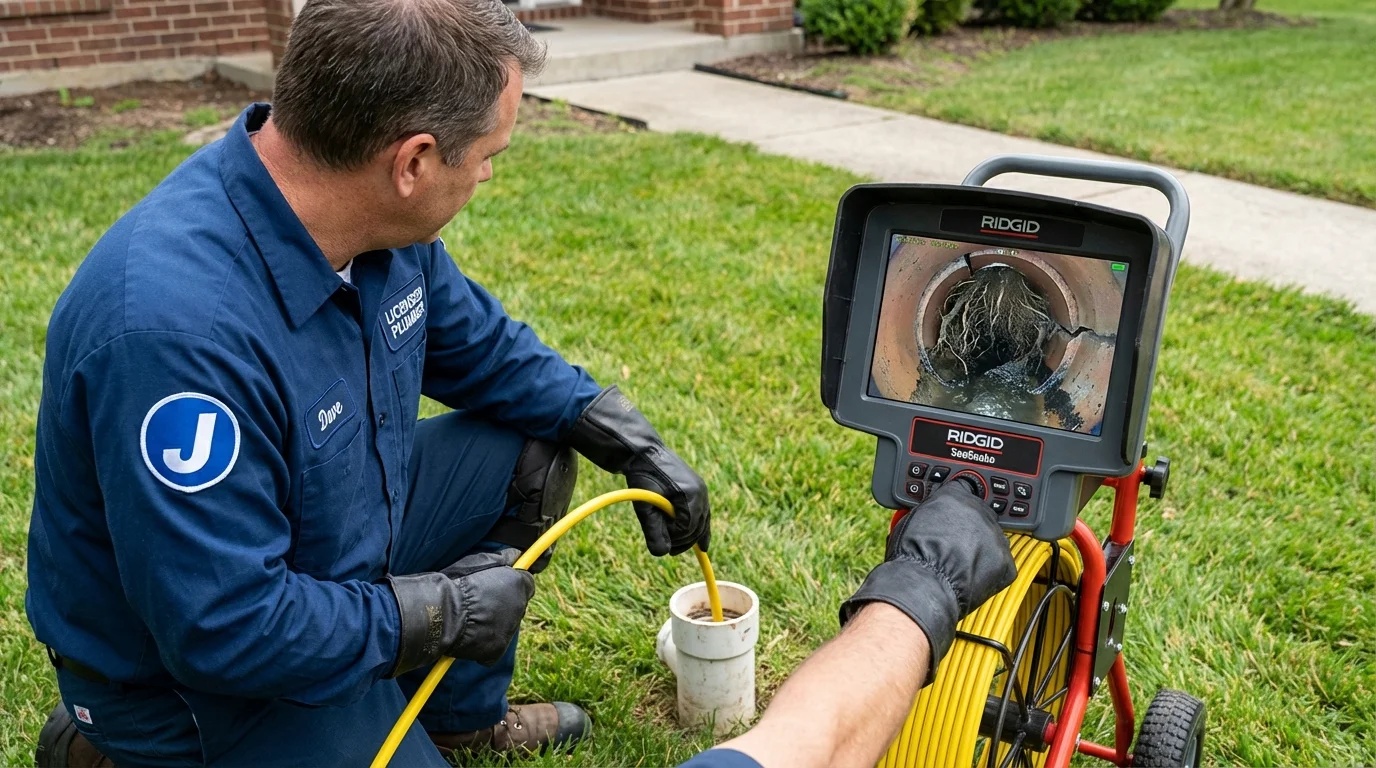 Sewer camera inspection being performed by Johns Plumbing LLC in Hanover